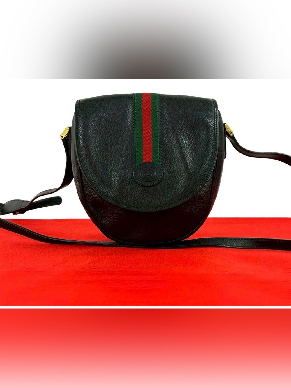 Authentic Vintage Gucci Black Leather Crossbody